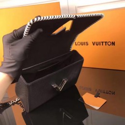 Replica Louis Vuitton Black Red White Stitched Twist MM