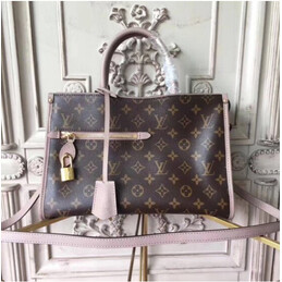 Replica Louis Vuitton Brown Monogram Pale Pink Trim Popincourt PM