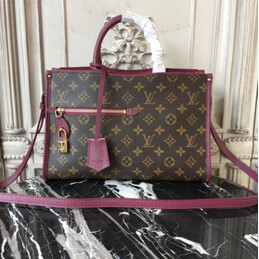 Replica Louis Vuitton Brown Monogram Burgundy Trim Popincourt PM