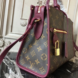 Replica Louis Vuitton Brown Monogram Burgundy Trim Popincourt PM