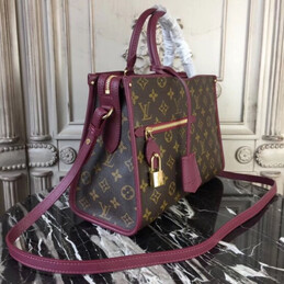 Replica Louis Vuitton Brown Monogram Burgundy Trim Popincourt PM