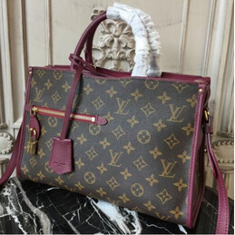 Replica Louis Vuitton Brown Monogram Burgundy Trim Popincourt PM