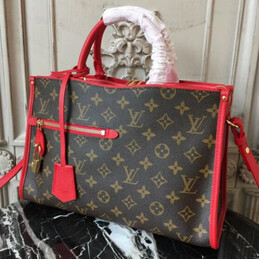 Replica Louis Vuitton Brown Monogram Red Trim Popincourt PM
