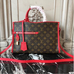 Replica Louis Vuitton Brown Monogram Red Trim Popincourt PM