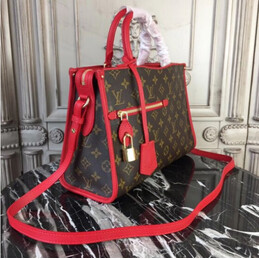 Replica Louis Vuitton Brown Monogram Red Trim Popincourt PM