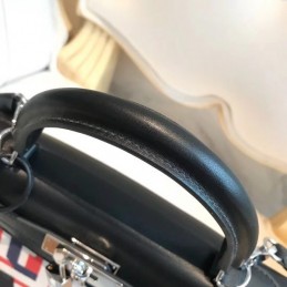 Replica Hermes Black Geometric Print Kelly 28 Bag