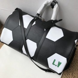 Replica Louis Vuitton Black Football Keepall Bandouliere 50