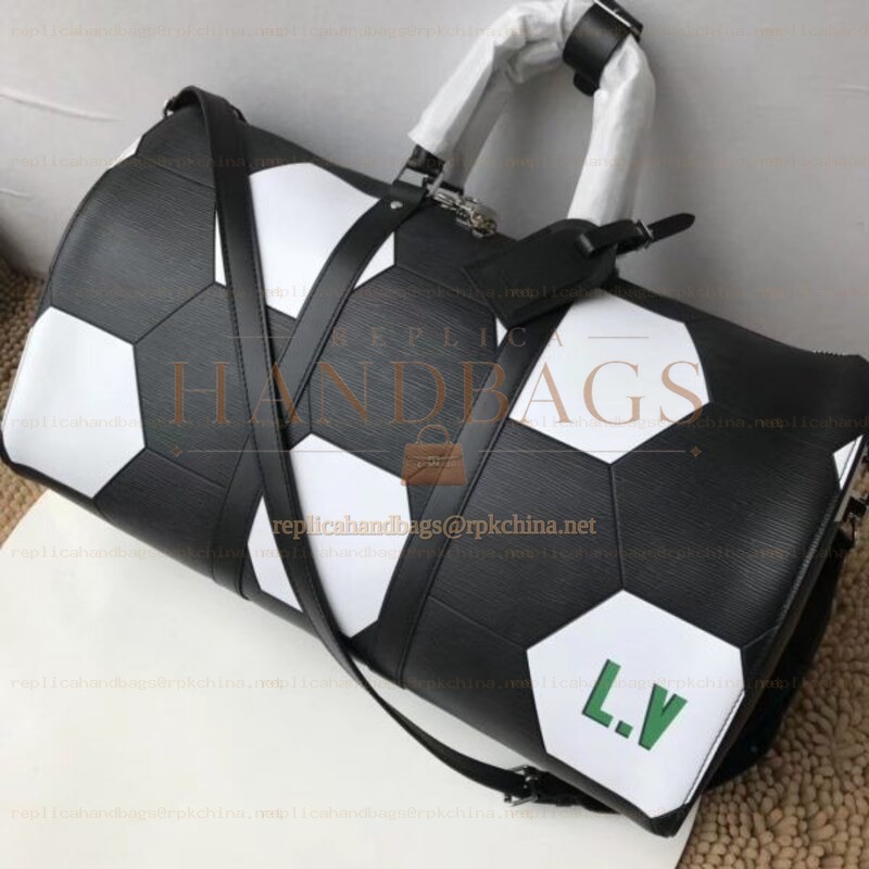 Replica Louis Vuitton Black Football Keepall Bandouliere 50