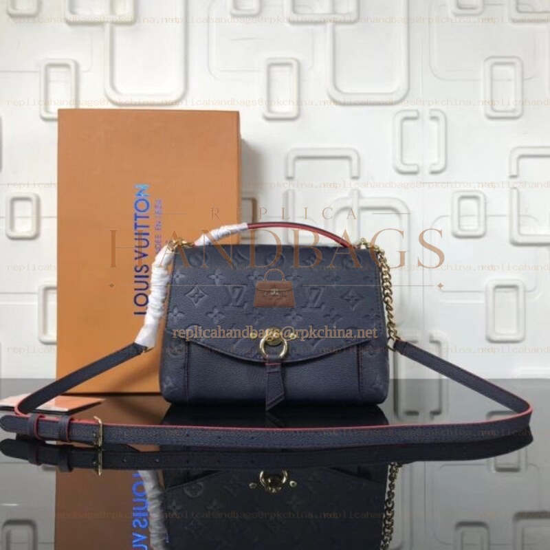 Replica Louis Vuitton Navy Blue Embossed Monogram Blanche BB