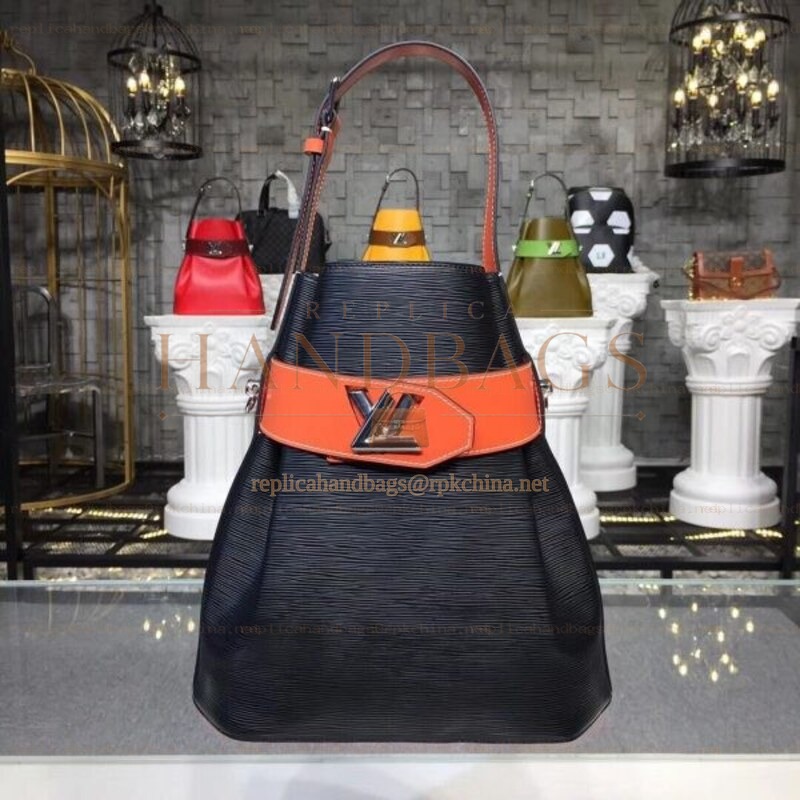 Replica Louis Vuitton Black Orange Flap Noe