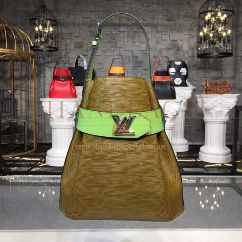 Replica Louis Vuitton Olive Green Lime Flap Noe