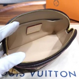 Replica Louis Vuitton Brown Monogram Pink Trim Cosmetic Pouch