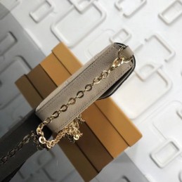 Replica Louis Vuitton Beige Textured Chain Felicie Pochette