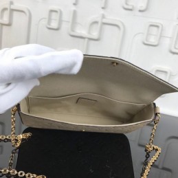 Replica Louis Vuitton Beige Textured Chain Felicie Pochette