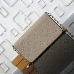 Replica Louis Vuitton Beige Textured Chain Felicie Pochette