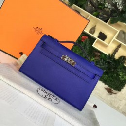 Replica Hermes Cobalt Blue Kelly Pochette Gold Hardware Bag