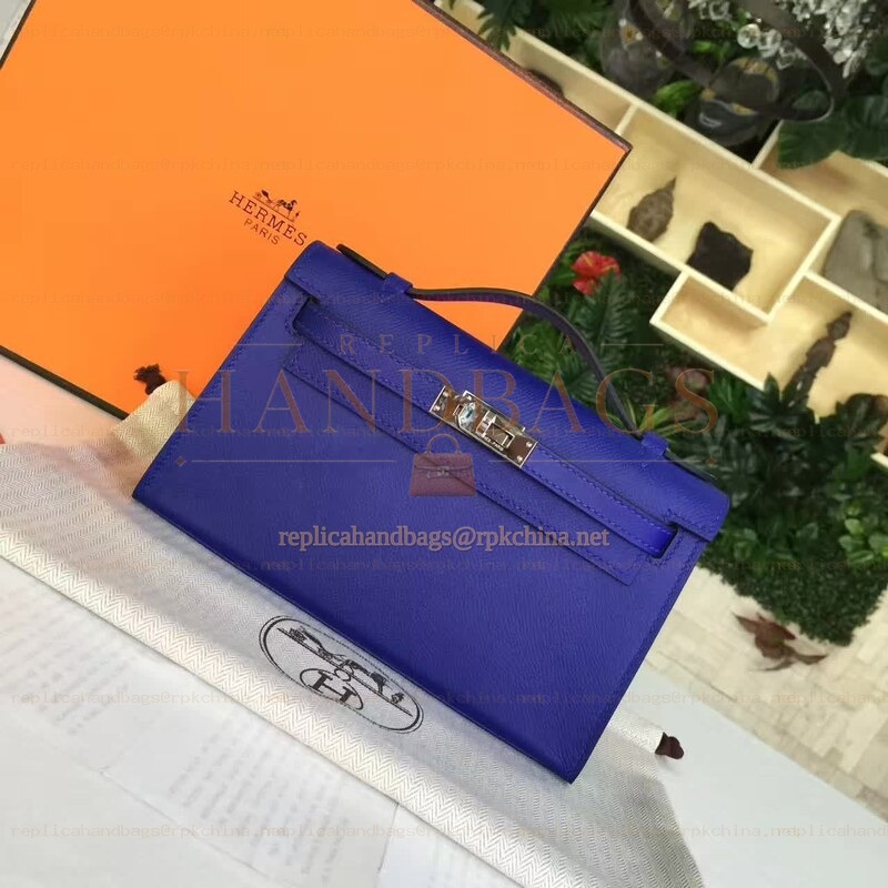 Replica Hermes Cobalt Blue Kelly Pochette Gold Hardware Bag