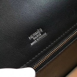 Replica Hermes Black Geometric Print Kelly 28 Bag