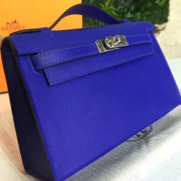 Replica Hermes Cobalt Blue Kelly Pochette Gold Hardware Bag