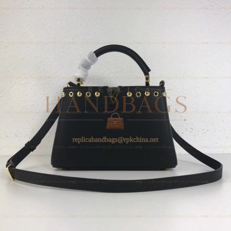 Replica Louis Vuitton Black Studded Capucines BB