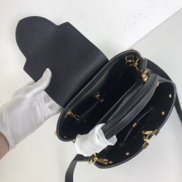 Replica Louis Vuitton Black Studded Capucines BB