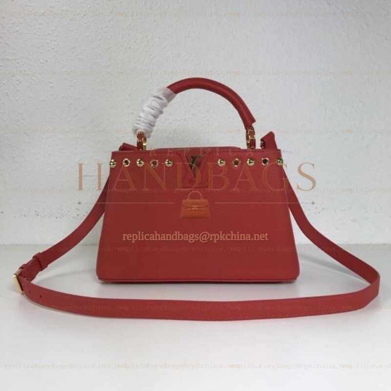 Replica Louis Vuitton Red Studded Capucines BB