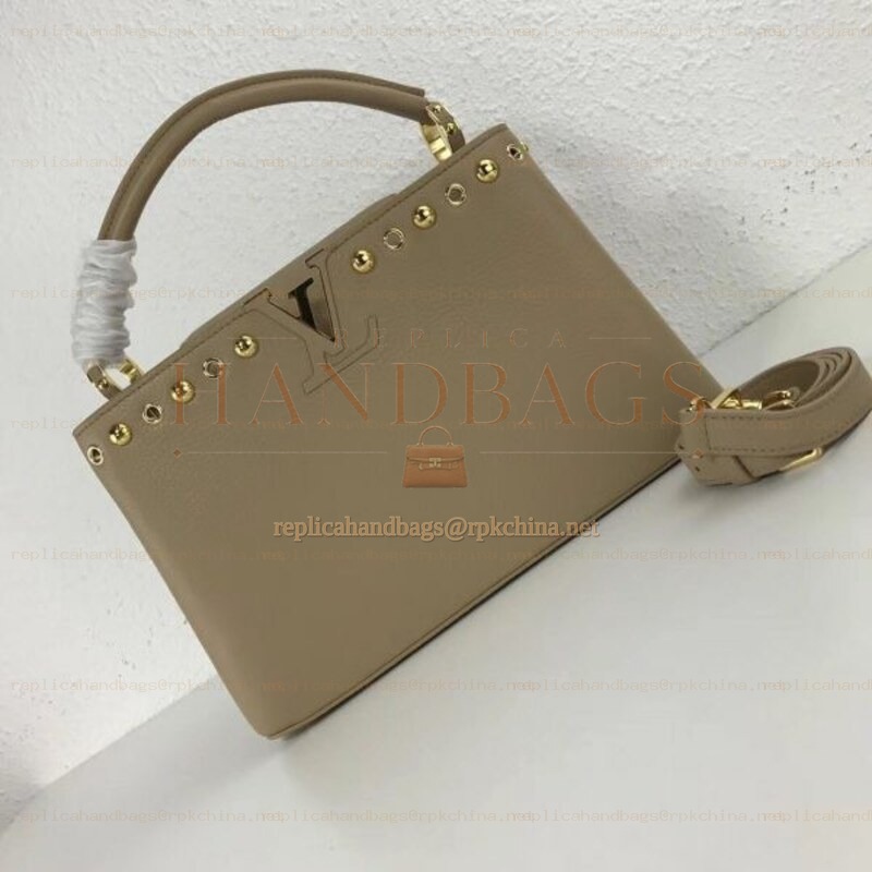 Replica Louis Vuitton Taupe Studded Capucines PM