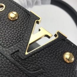 Replica Louis Vuitton Black Studded Capucines PM