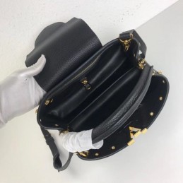 Replica Louis Vuitton Black Studded Capucines PM