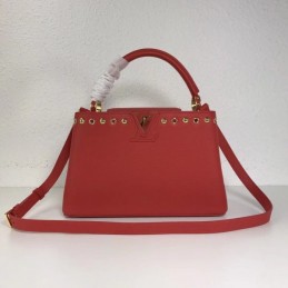 Replica Louis Vuitton Red Studded Capucines PM