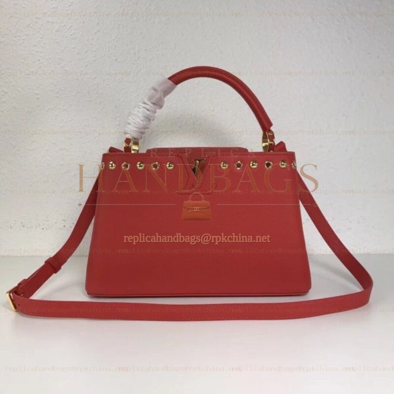 Replica Louis Vuitton Red Studded Capucines PM