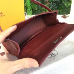 Replica Hermes Burgundy Kelly Pochette Palladium Hardware Bag