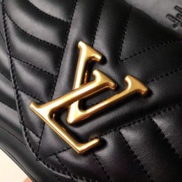 Replica Louis Vuitton Black Quilted Rainbow Logo New Wave Chain Bag MM