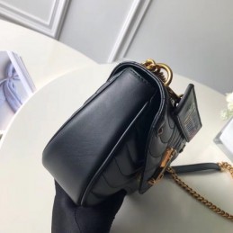 Replica Louis Vuitton Black Quilted Rainbow Logo New Wave Chain Bag MM