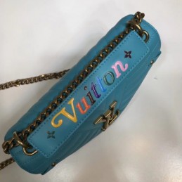 Replica Louis Vuitton Turquoise Quilted Rainbow Logo New Wave Chain Bag MM