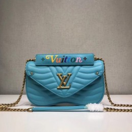 Replica Louis Vuitton Turquoise Quilted Rainbow Logo New Wave Chain Bag MM
