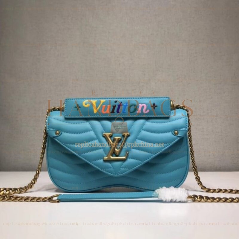 Replica Louis Vuitton Turquoise Quilted Rainbow Logo New Wave Chain Bag MM