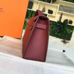 Replica Hermes Burgundy Kelly Pochette Palladium Hardware Bag
