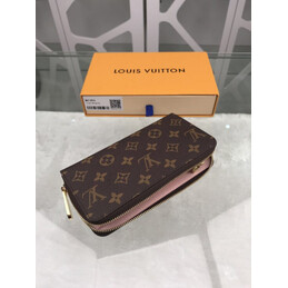 Replica Louis Vuitton Brown Monogram Pale Pink Interior Zippy Wallet