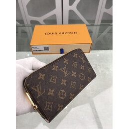 Replica Louis Vuitton Brown Monogram Pale Pink Interior Zippy Wallet