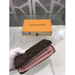 Replica Louis Vuitton Brown Monogram Pale Pink Interior Zippy Wallet