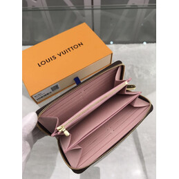 Replica Louis Vuitton Brown Monogram Pale Pink Interior Zippy Wallet