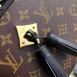 Replica Louis Vuitton Brown Monogram Black Trim Saintonge