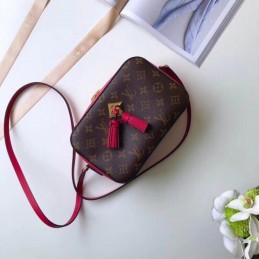 Replica Louis Vuitton Brown Monogram Fuchsia Trim Saintonge