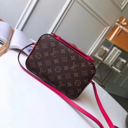 Replica Louis Vuitton Brown Monogram Fuchsia Trim Saintonge