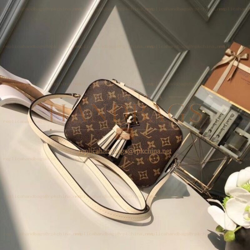 Replica Louis Vuitton Brown Monogram Beige Trim Saintonge