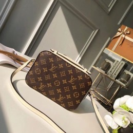Replica Louis Vuitton Brown Monogram Beige Trim Saintonge