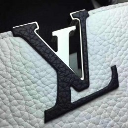 Replica Louis Vuitton White Black Handle Capucines MM