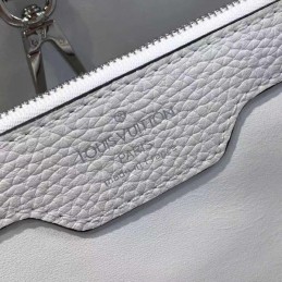 Replica Louis Vuitton White Black Handle Capucines MM