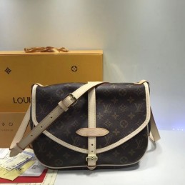 Replica Louis Vuitton Brown Monogram Beige Trim Saumur MM